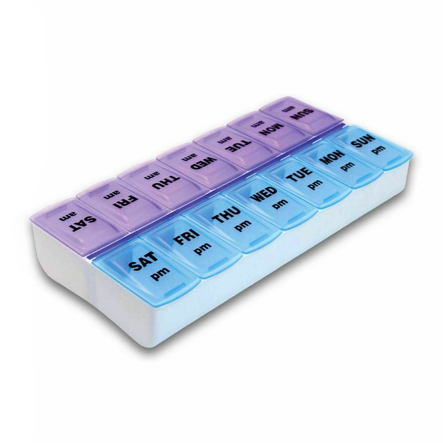 Weekly 7 Day Pill Box Two Colour AM/PM Medicine Tablet Organiser Storage Case