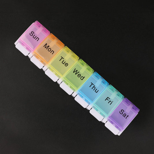 Weekly 7 Day Pill Box Rainbow Coloured Medicine Tablet Organiser Storage Case