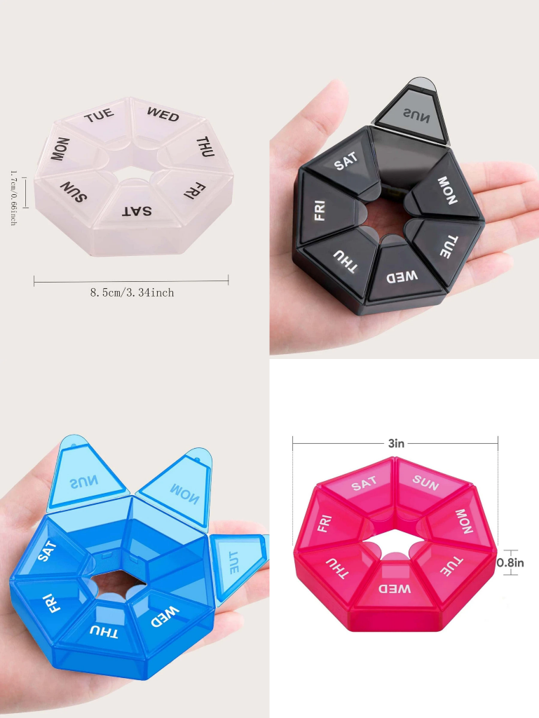 Weekly 7 Day Round Pill Box Medicine Tablet Organiser Storage Case