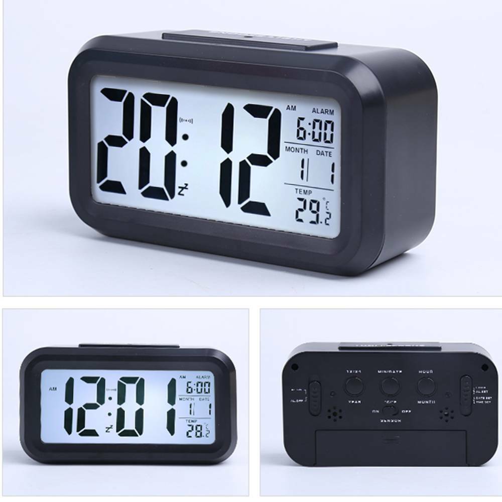 Digital Bedside Alarm Clock With Date And Temperature Display