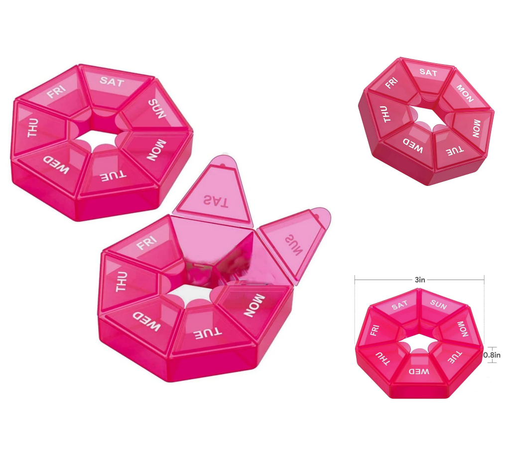 Weekly 7 Day Round Pill Box Medicine Tablet Organiser Storage Case