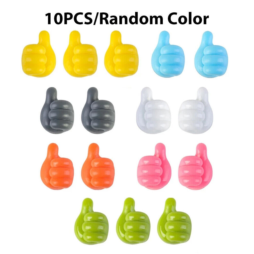 Thumbs Up Shape Key Holder Self Adhesive Wall Hooks Pack of 10