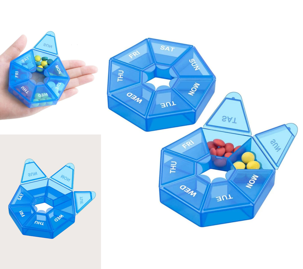 Weekly 7 Day Round Pill Box Medicine Tablet Organiser Storage Case