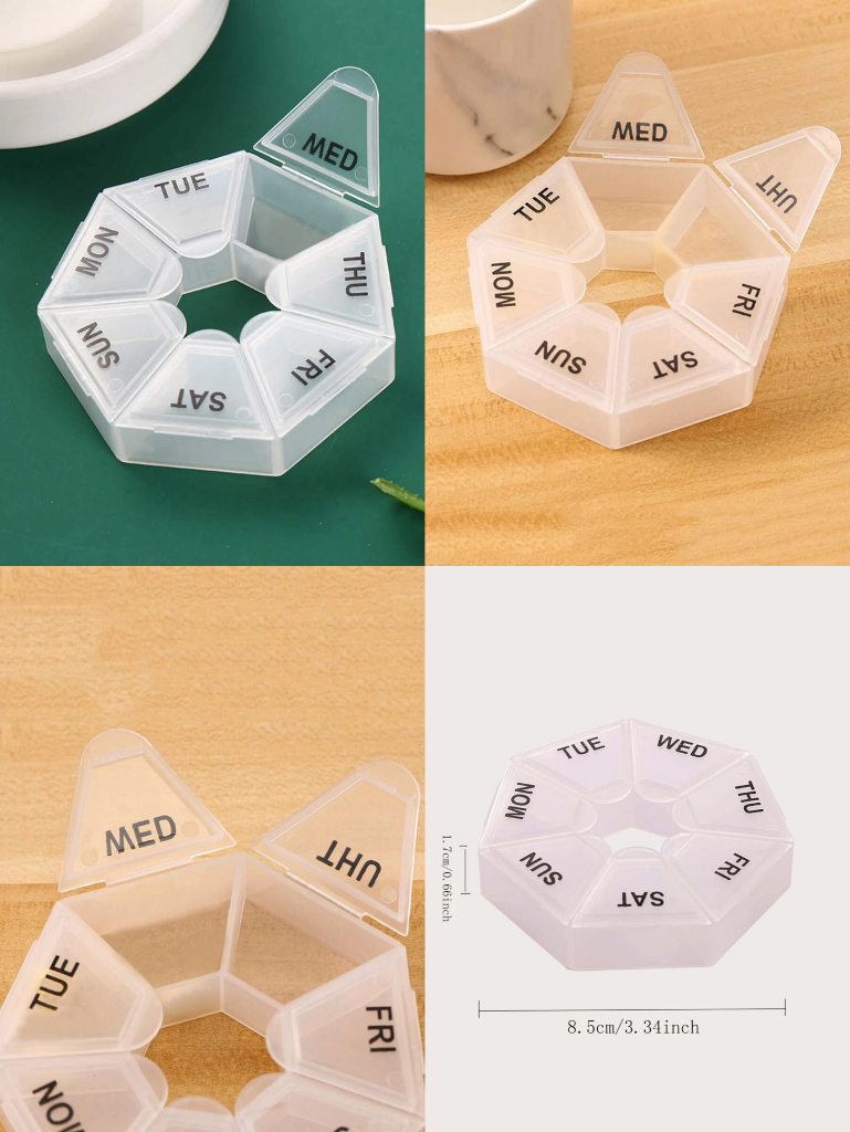 Weekly 7 Day Round Pill Box Medicine Tablet Organiser Storage Case
