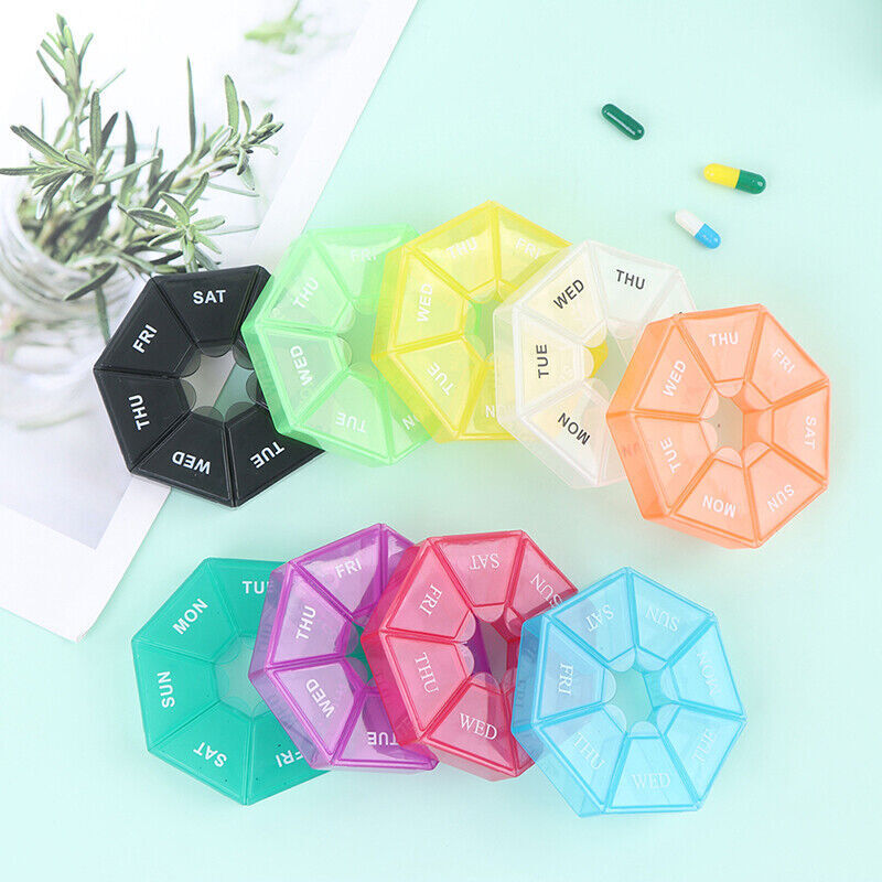Weekly 7 Day Round Pill Box Medicine Tablet Organiser Storage Case