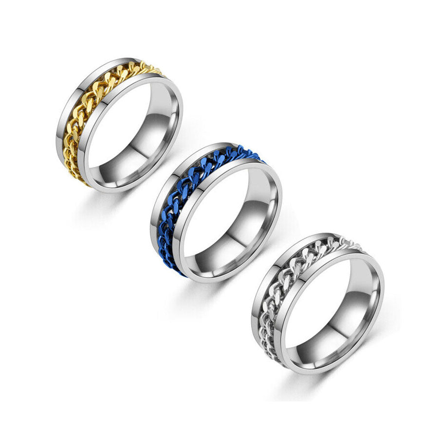 Stainless Steel Spinning Chain Fidget Ring