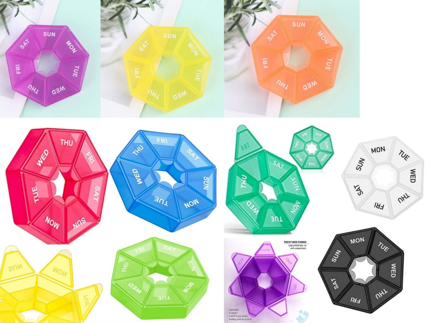 Weekly 7 Day Round Pill Box Medicine Tablet Organiser Storage Case
