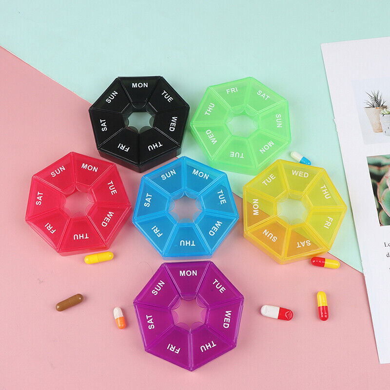 Weekly 7 Day Round Pill Box Medicine Tablet Organiser Storage Case