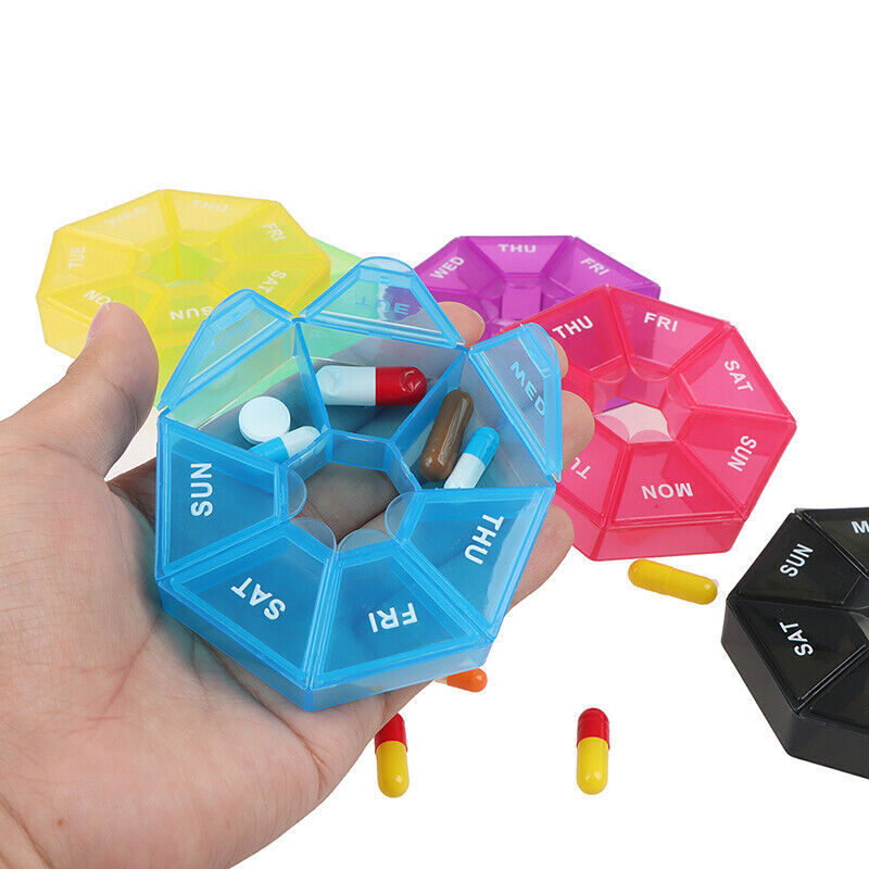 Weekly 7 Day Round Pill Box Medicine Tablet Organiser Storage Case