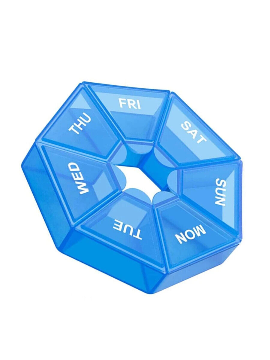 Weekly 7 Day Round Pill Box Medicine Tablet Organiser Storage Case