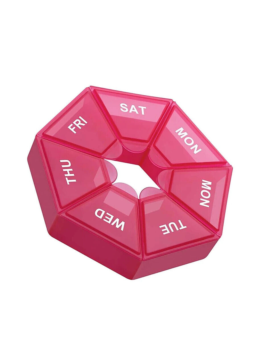 Weekly 7 Day Round Pill Box Medicine Tablet Organiser Storage Case