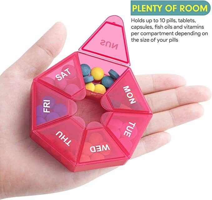Weekly 7 Day Round Pill Box Medicine Tablet Organiser Storage Case