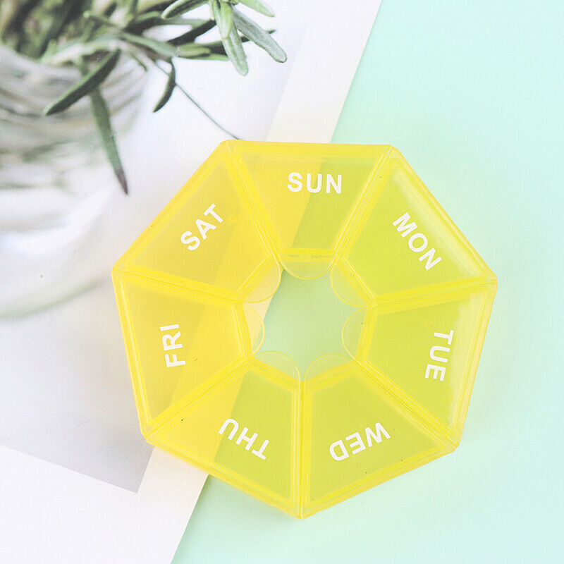 Weekly 7 Day Round Pill Box Medicine Tablet Organiser Storage Case