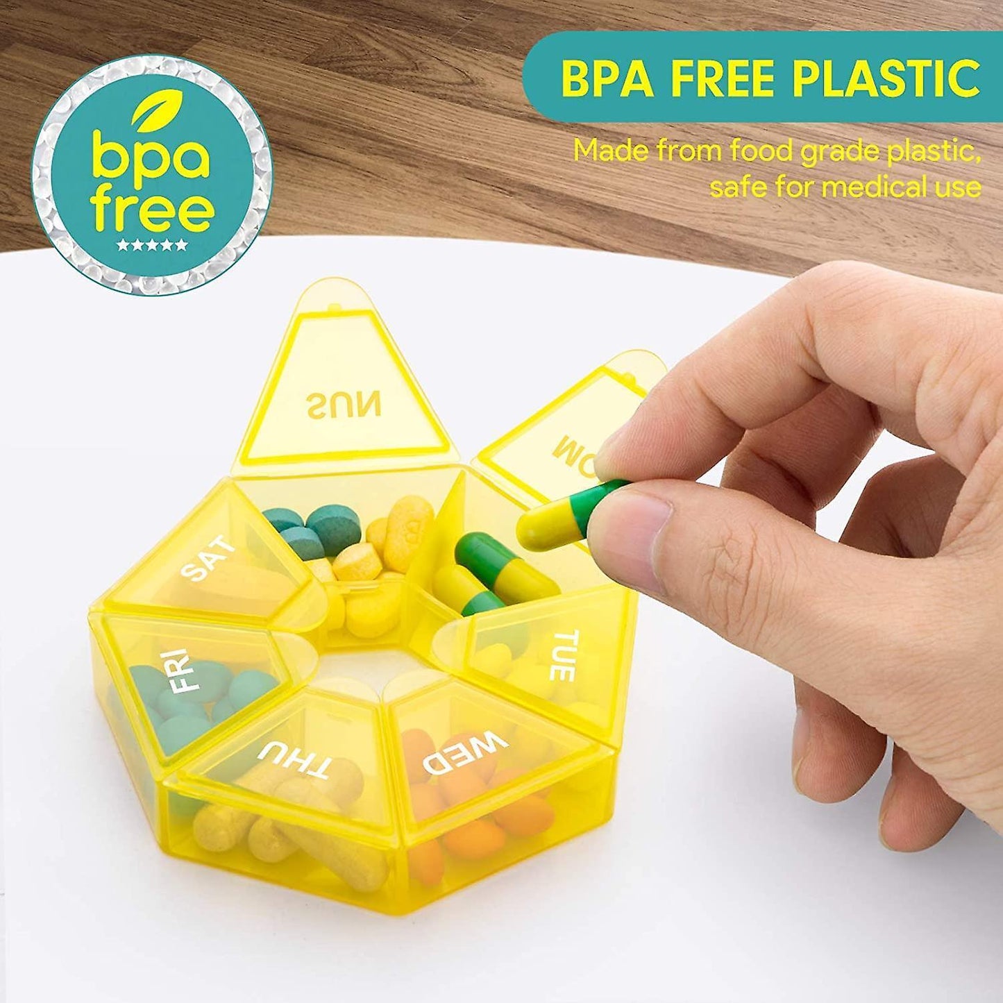 Weekly 7 Day Round Pill Box Medicine Tablet Organiser Storage Case