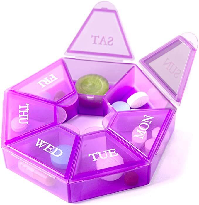 Weekly 7 Day Round Pill Box Medicine Tablet Organiser Storage Case