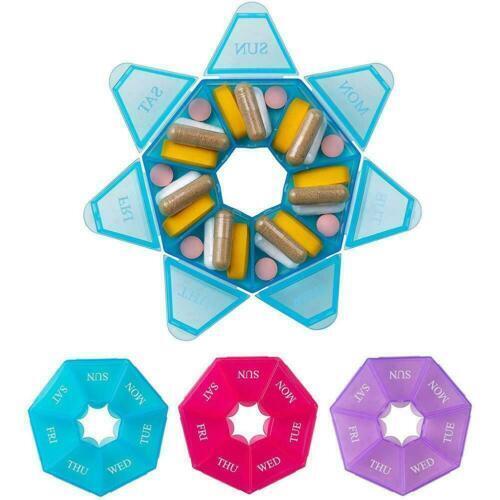 Weekly 7 Day Round Pill Box Medicine Tablet Organiser Storage Case