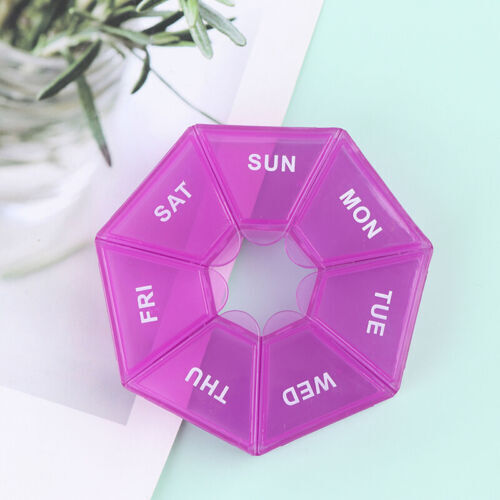 Weekly 7 Day Round Pill Box Medicine Tablet Organiser Storage Case