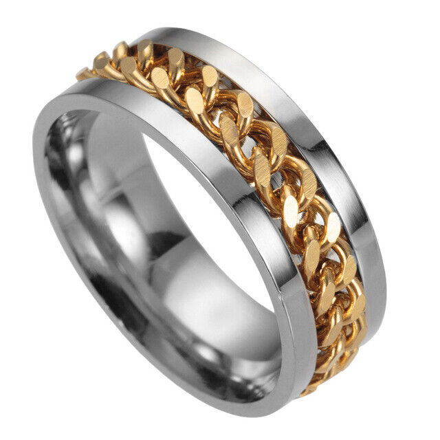 Stainless Steel Spinning Chain Fidget Ring