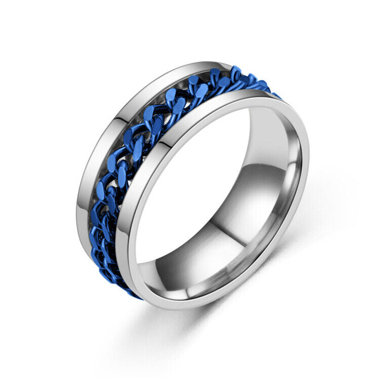 Stainless Steel Spinning Chain Fidget Ring