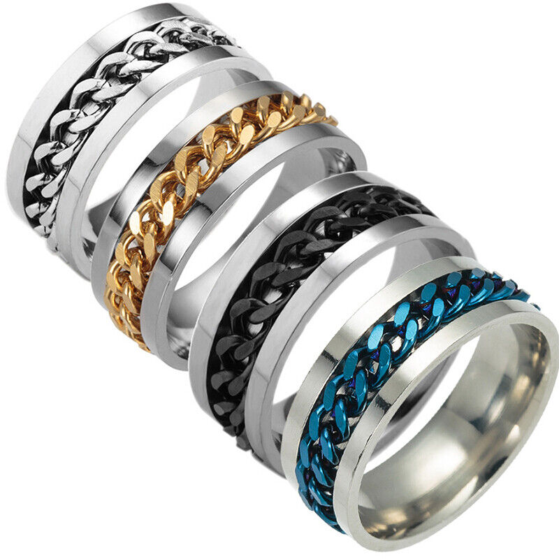 Stainless Steel Spinning Chain Fidget Ring