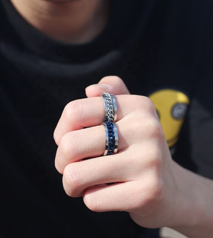 Stainless Steel Spinning Chain Fidget Ring