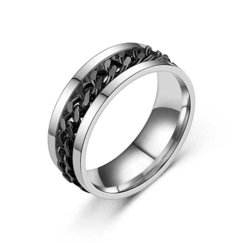 Stainless Steel Spinning Chain Fidget Ring