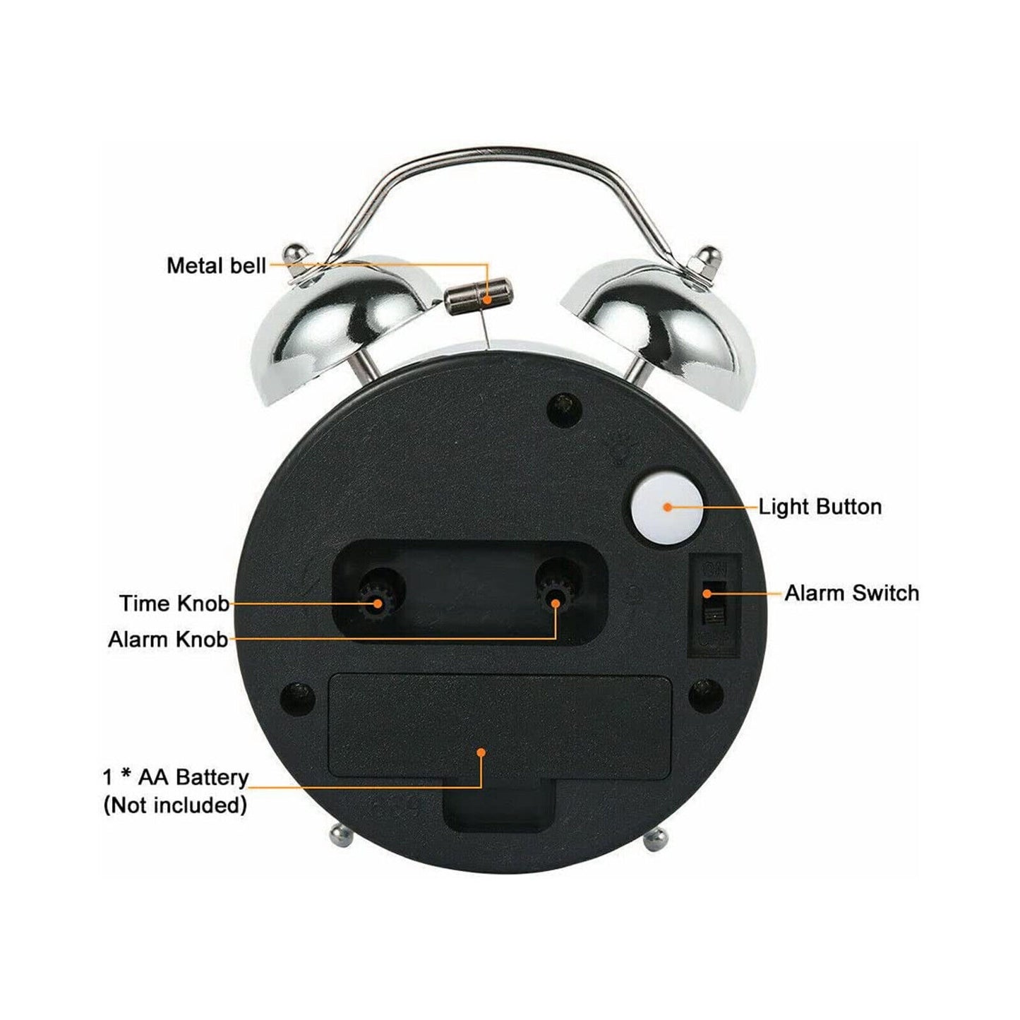 Analogue Loud Twin Bell Bedside Alarm Clock