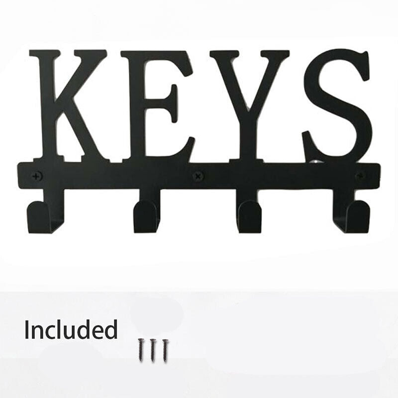 Black Key Holder Storage Hooks Wall Mounted Rack