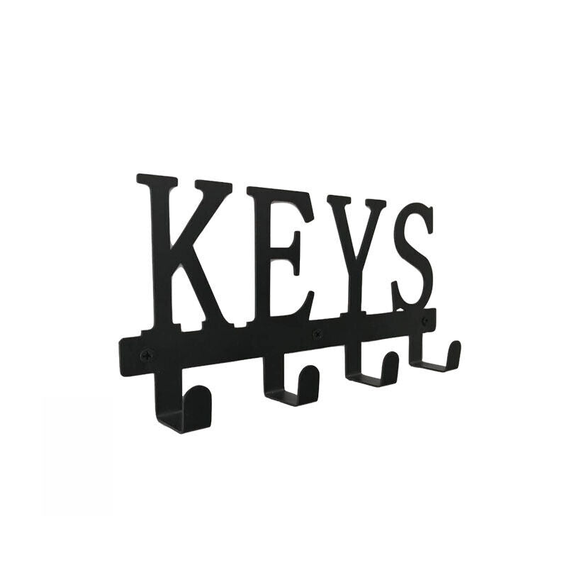 Black Key Holder Storage Hooks Wall Mounted Rack