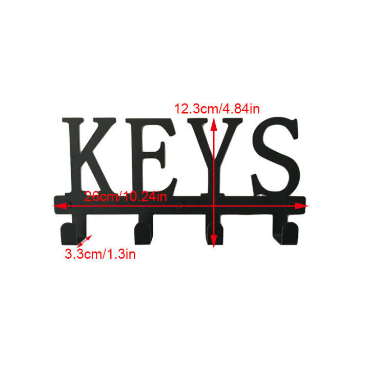 Black Key Holder Storage Hooks Wall Mounted Rack