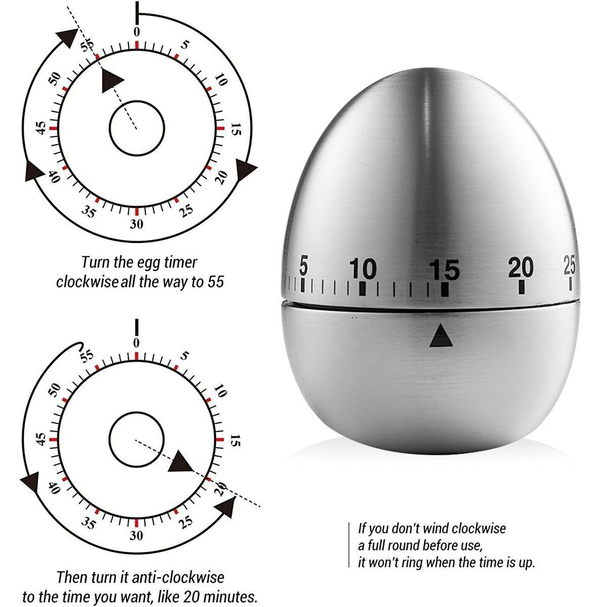 Egg Kitchen Timer Reminder Mechanical Alarm Timer