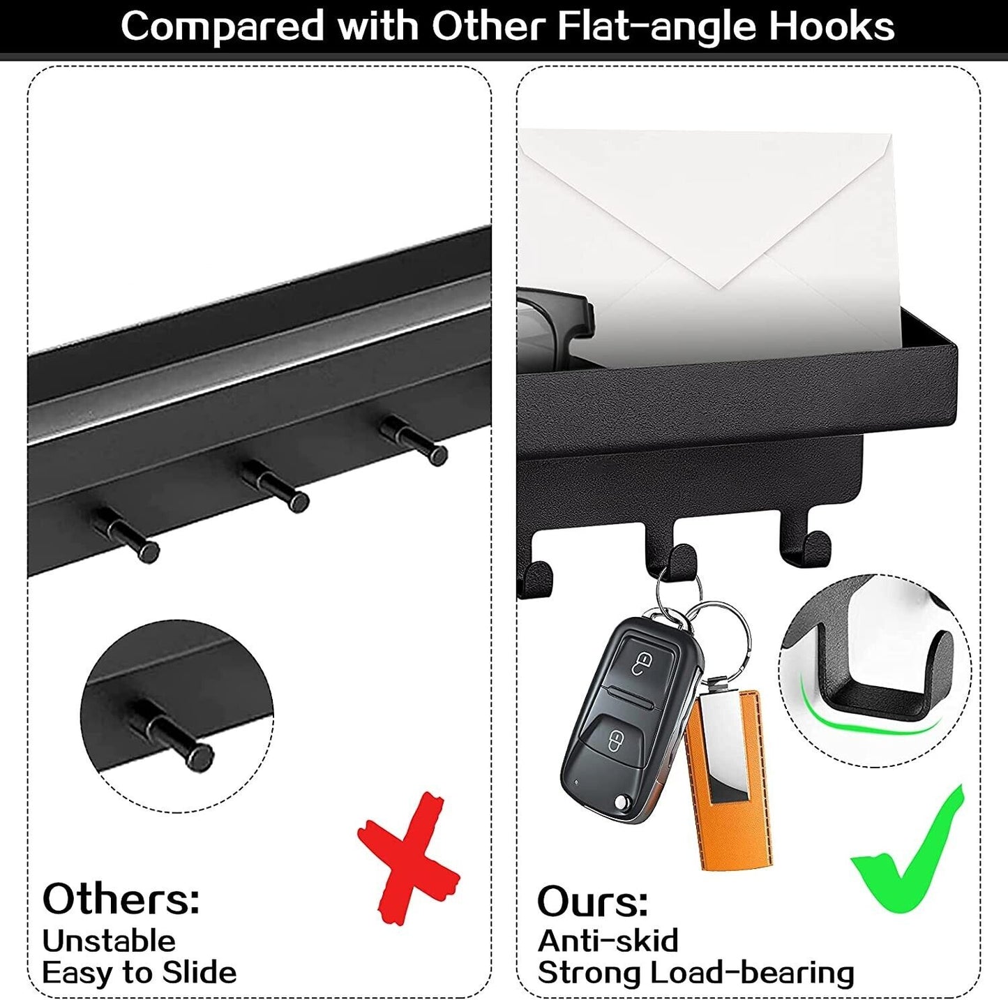 Key Holder Hooks With Tray Wall Mounted