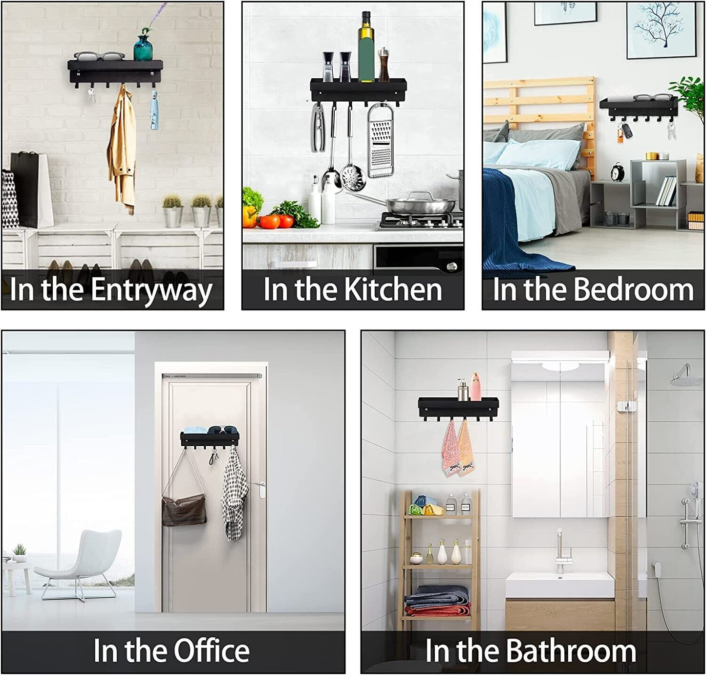 Key Holder Hooks With Tray Wall Mounted