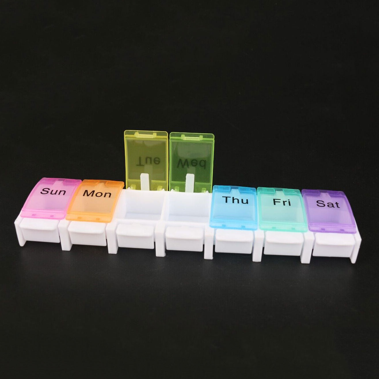 Weekly 7 Day Pill Box Rainbow Coloured Medicine Tablet Organiser Storage Case