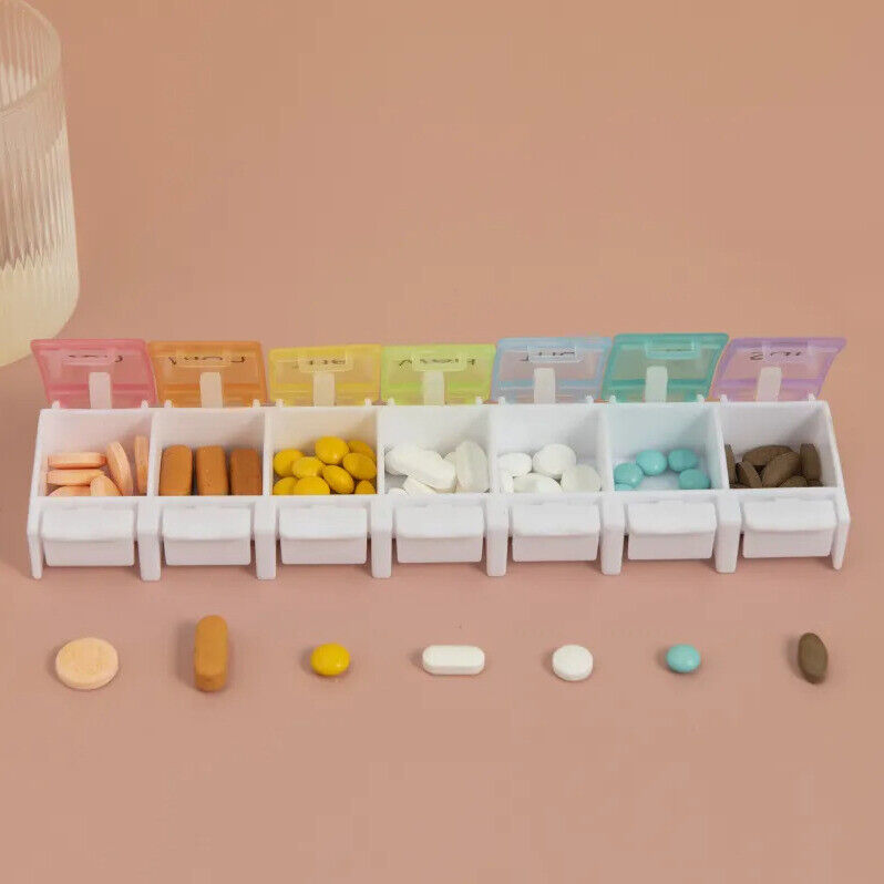 Weekly 7 Day Pill Box Rainbow Coloured Medicine Tablet Organiser Storage Case