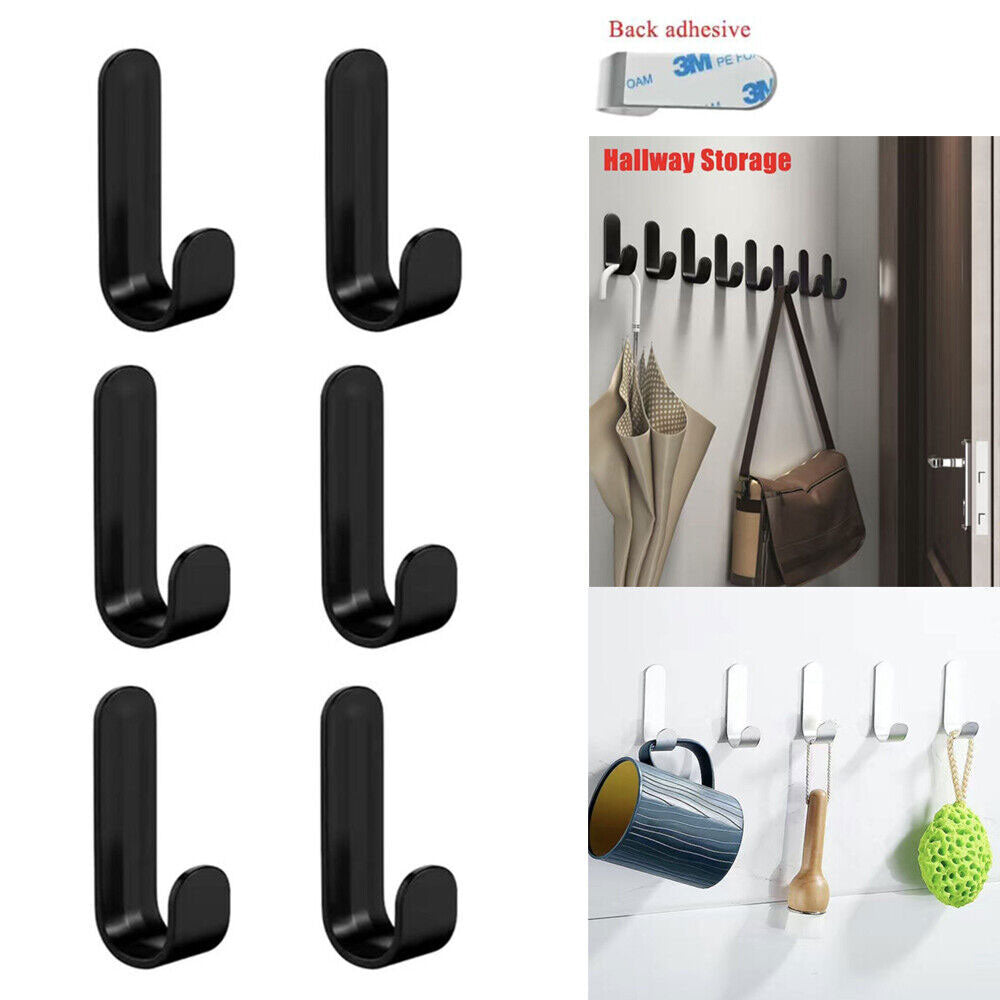 Self Adhesive Key Holder Storage Hooks Wall Mounted Pack of 6
