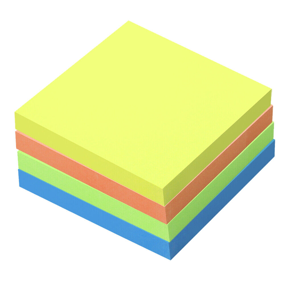 Sticky Notes Removable Reminder Pads Neon Square 76x76 mm Pack of 4