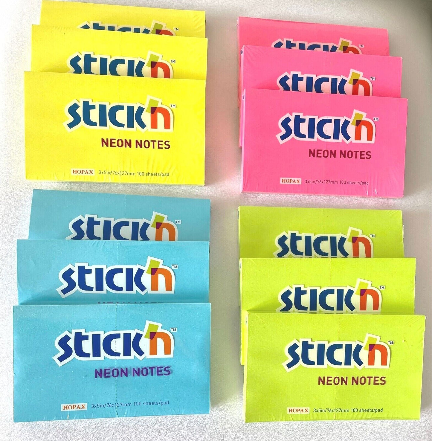 Sticky Notes Neon Pack of Three 76x127 mm