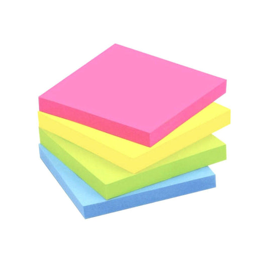 Sticky Notes Removable Reminder Pads Neon Square 76x76 mm Pack of 2
