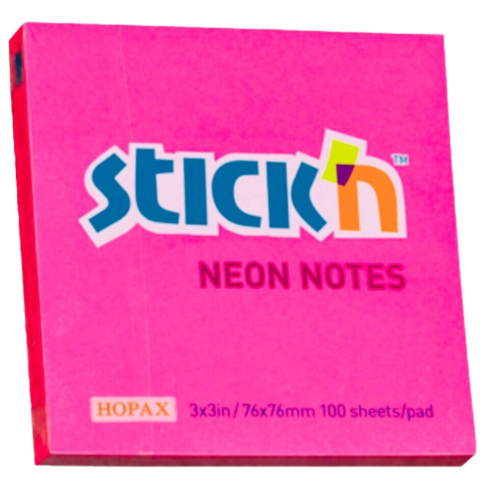 Sticky Notes Removable Reminder Pads Neon Square 76x76 mm Pack of 2