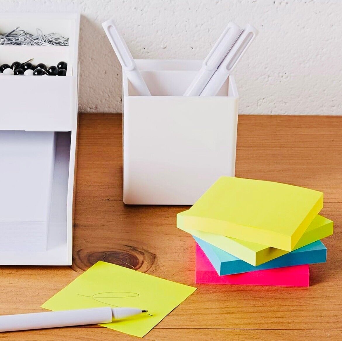Sticky Notes Removable Reminder Pads Neon Square 76x76 mm Pack of 2