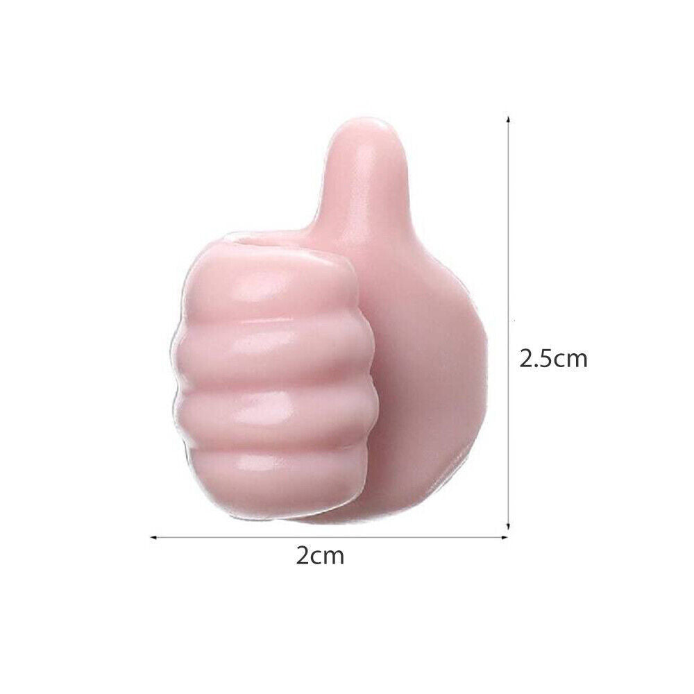 Thumbs Up Shape Key Holder Self Adhesive Wall Hooks Pack of 10