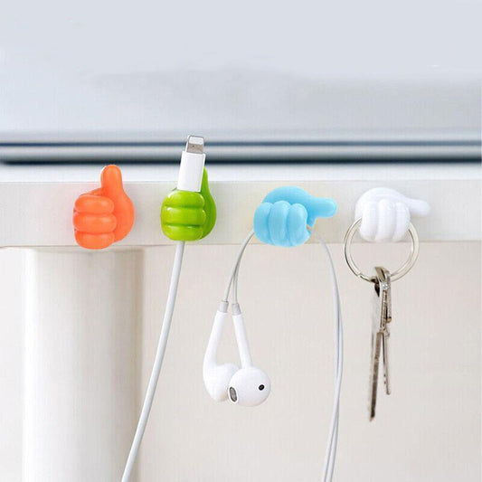 Thumbs Up Shape Key Holder Self Adhesive Wall Hooks Pack of 10