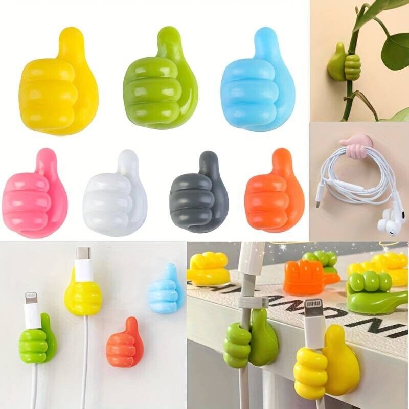 Thumbs Up Shape Key Holder Self Adhesive Wall Hooks Pack of 10