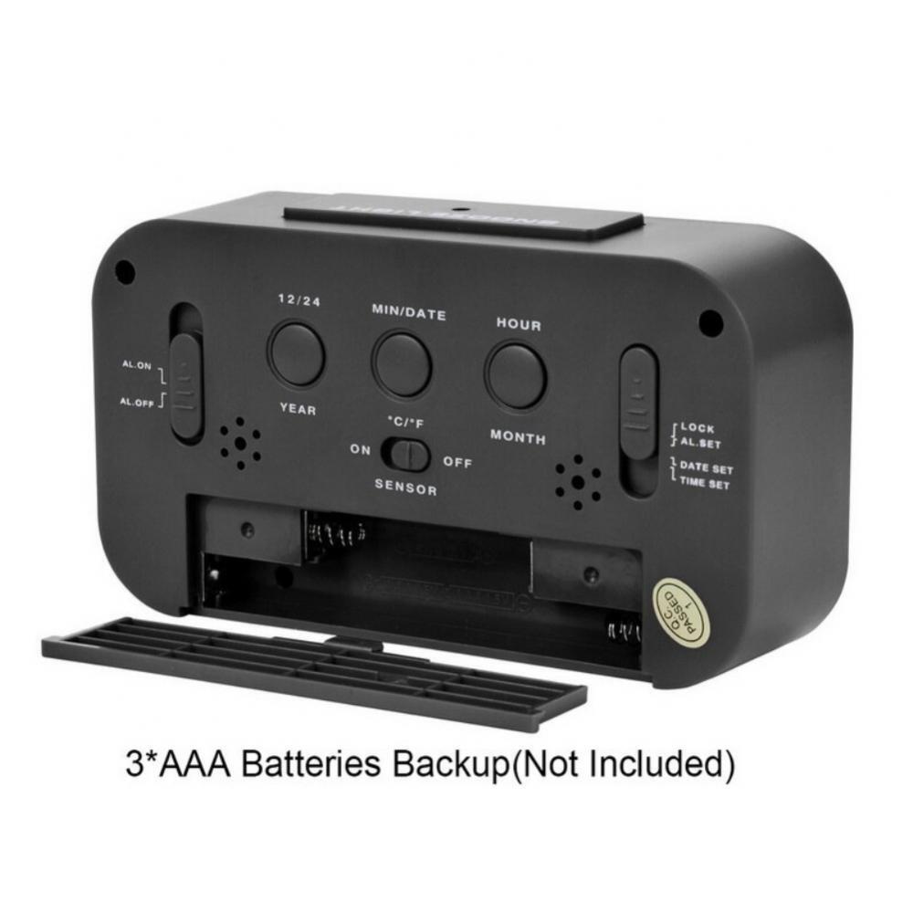 Digital Bedside Alarm Clock With Date And Temperature Display