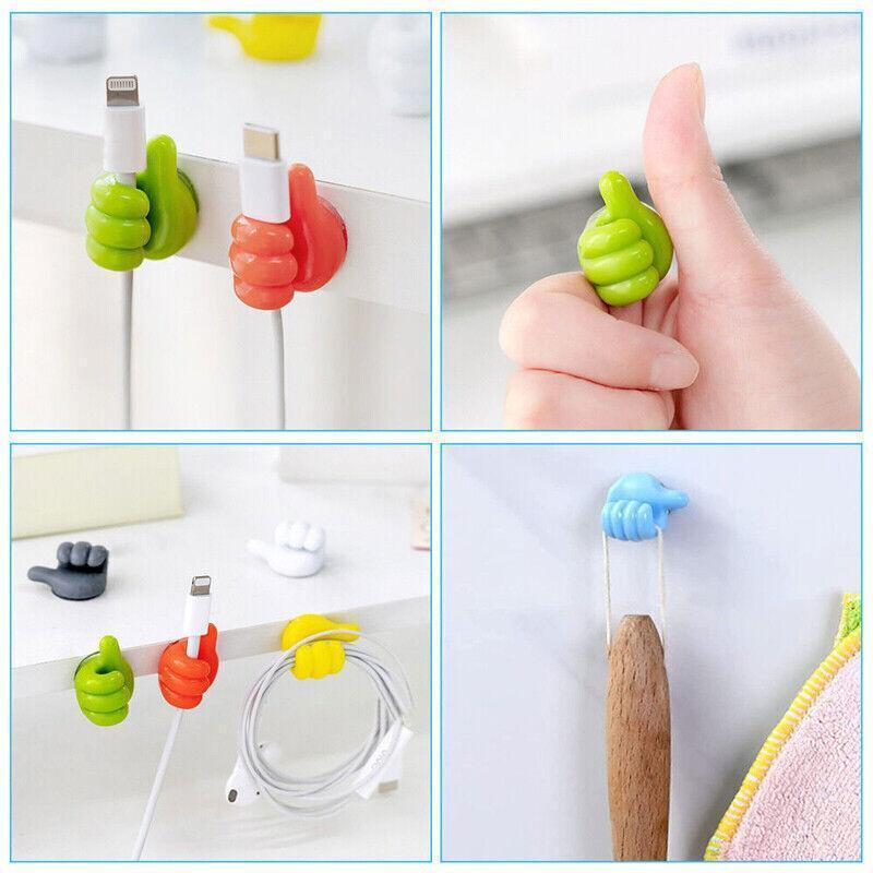 Thumbs Up Shape Key Holder Self Adhesive Wall Hooks Pack of 10