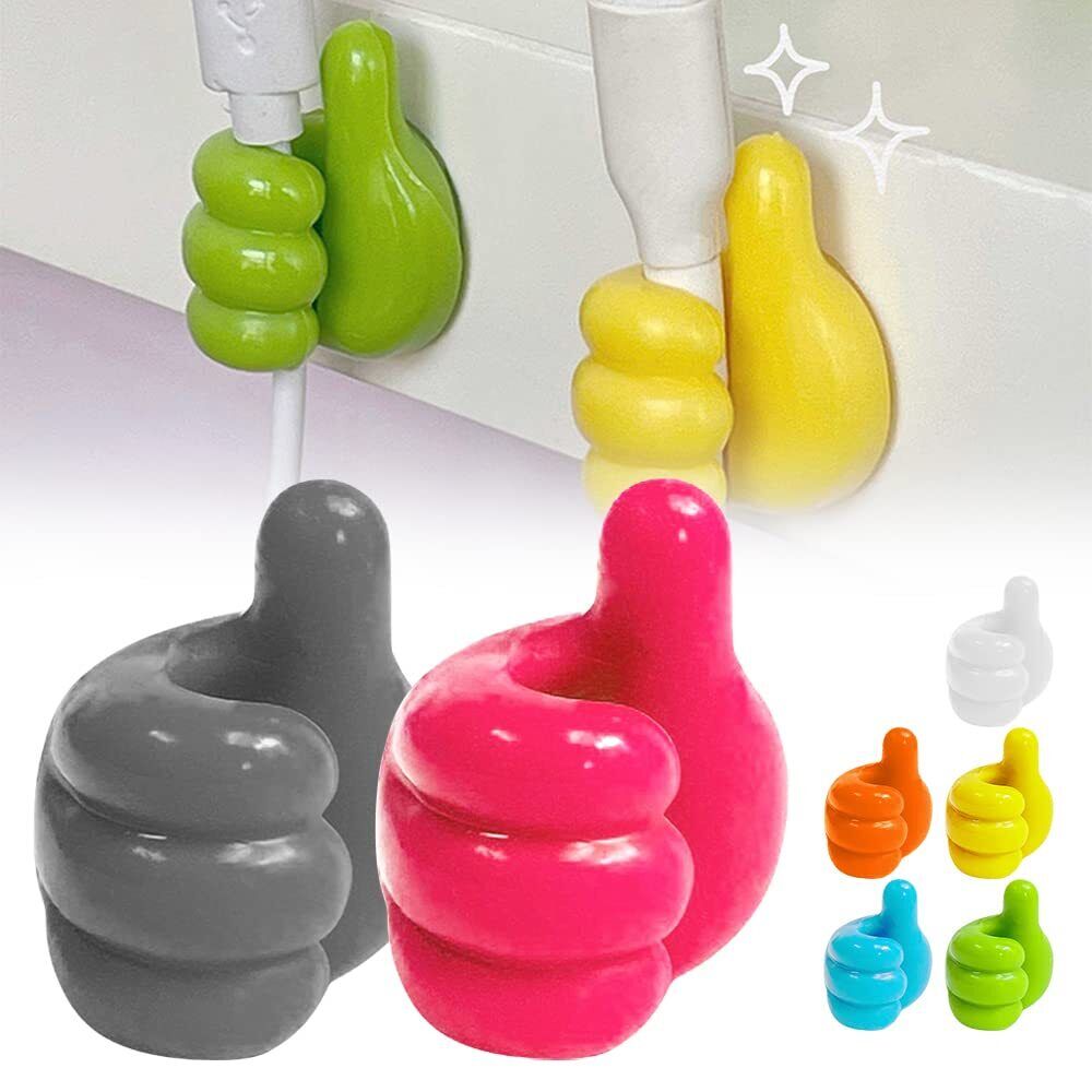 Thumbs Up Shape Key Holder Self Adhesive Wall Hooks Pack of 10