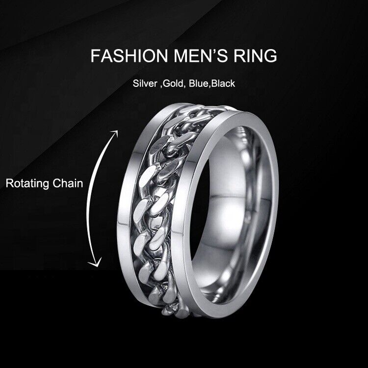Stainless Steel Spinning Chain Fidget Ring