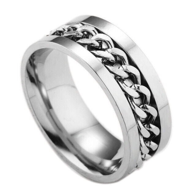Stainless Steel Spinning Chain Fidget Ring