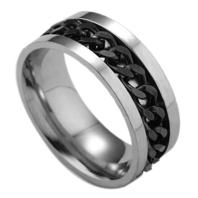 Stainless Steel Spinning Chain Fidget Ring